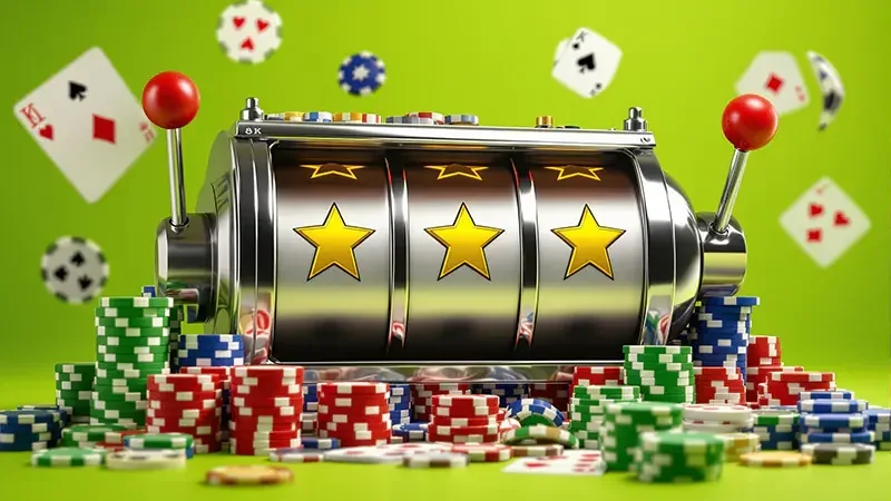 Tampilan permainan slot dengan gulungan dan simbol berwarna